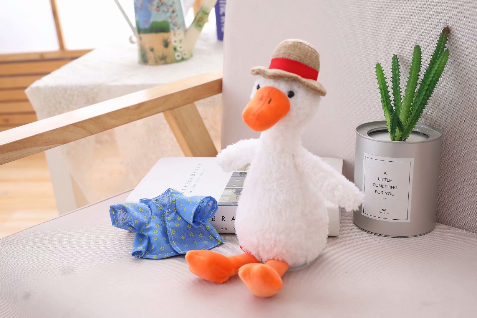 创意网红草帽复读鸭公仔会唱歌学说话抖动usb充电小鸭子毛绒玩具