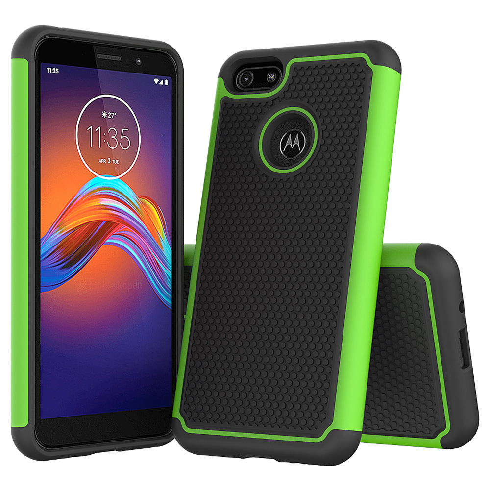 motoe6play足球纹防摔防震手机保护套 二合一tpu pc机器人手机壳
