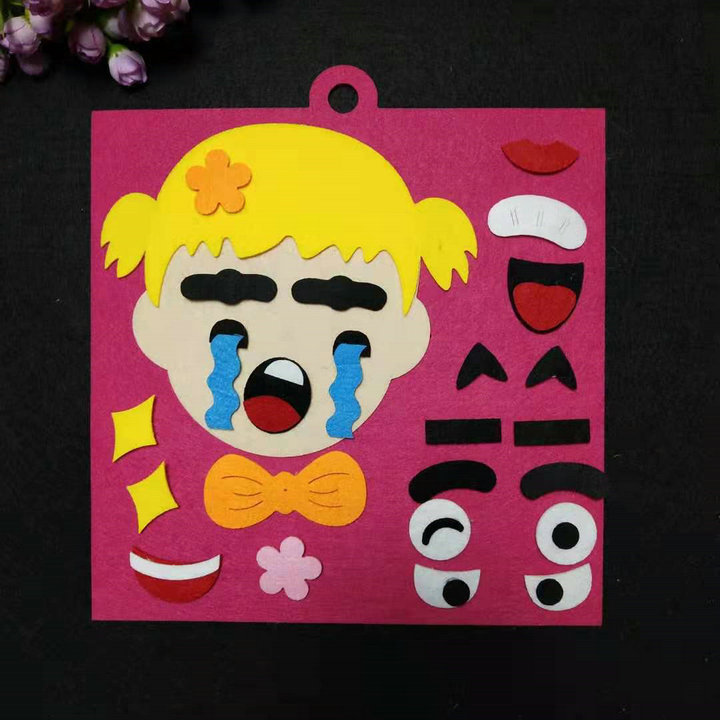 儿童换五官表情贴画贴纸 幼儿园手工diy制作无纺布材料包益智玩具