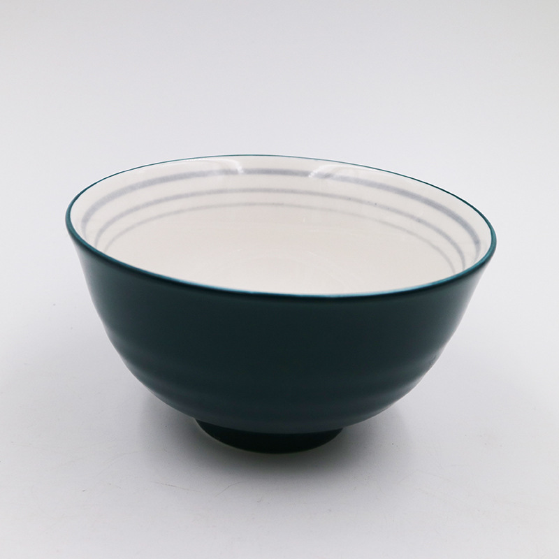 5寸唐式陶瓷碗 简约色釉北欧直口碗 餐厅面碗 会销礼品餐具批发