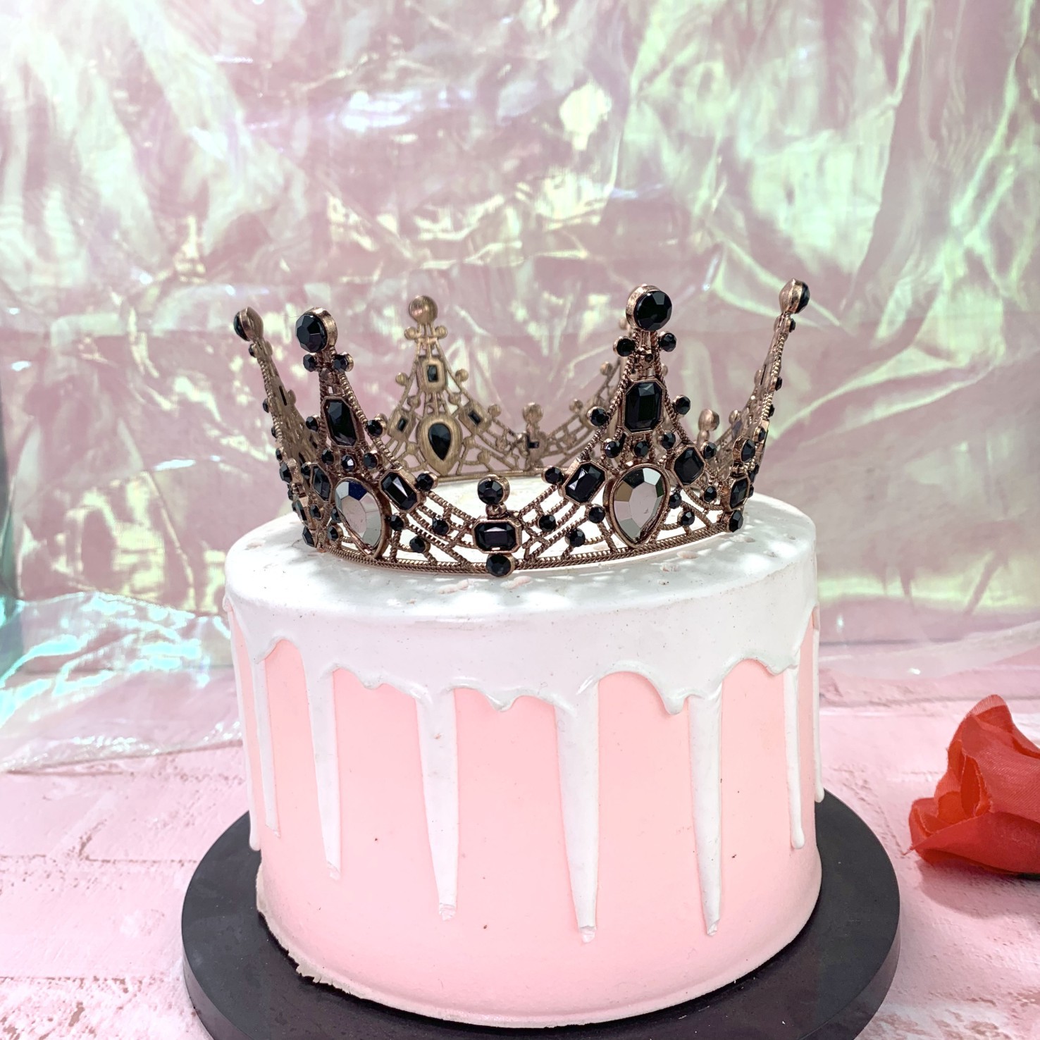 黑色复古皇冠烘焙蛋糕装饰摆件女神女王皇冠蛋糕甜品布置