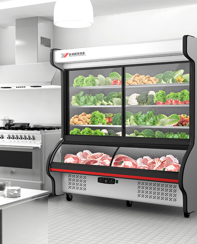 银都1.2米展示柜饭店点菜柜水果蔬菜冷藏冷冻保鲜柜商用立式冰箱