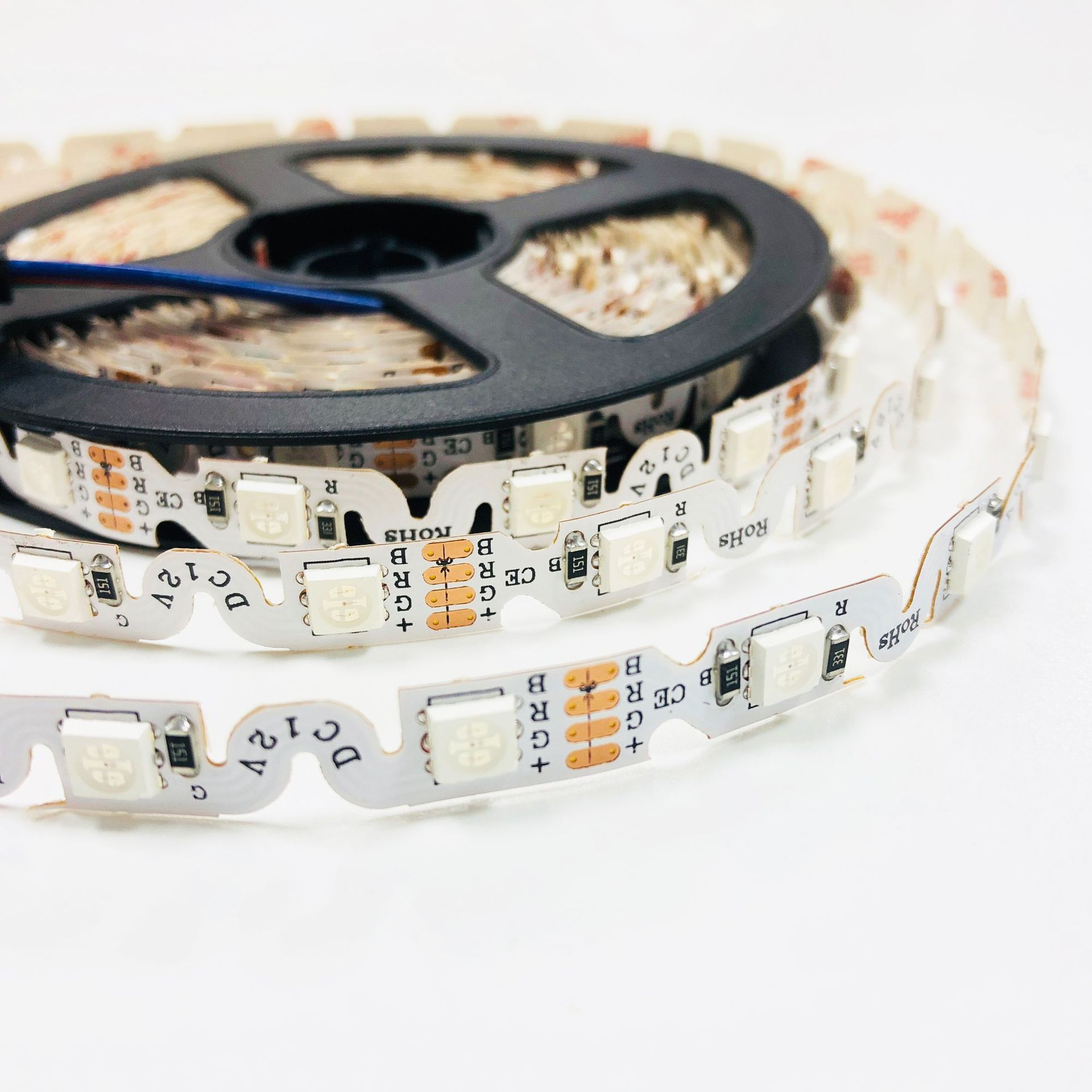 12v24v5050彩色七彩跑马rgb灯条s型迷你转弯蛇形广告灯箱窄版灯带