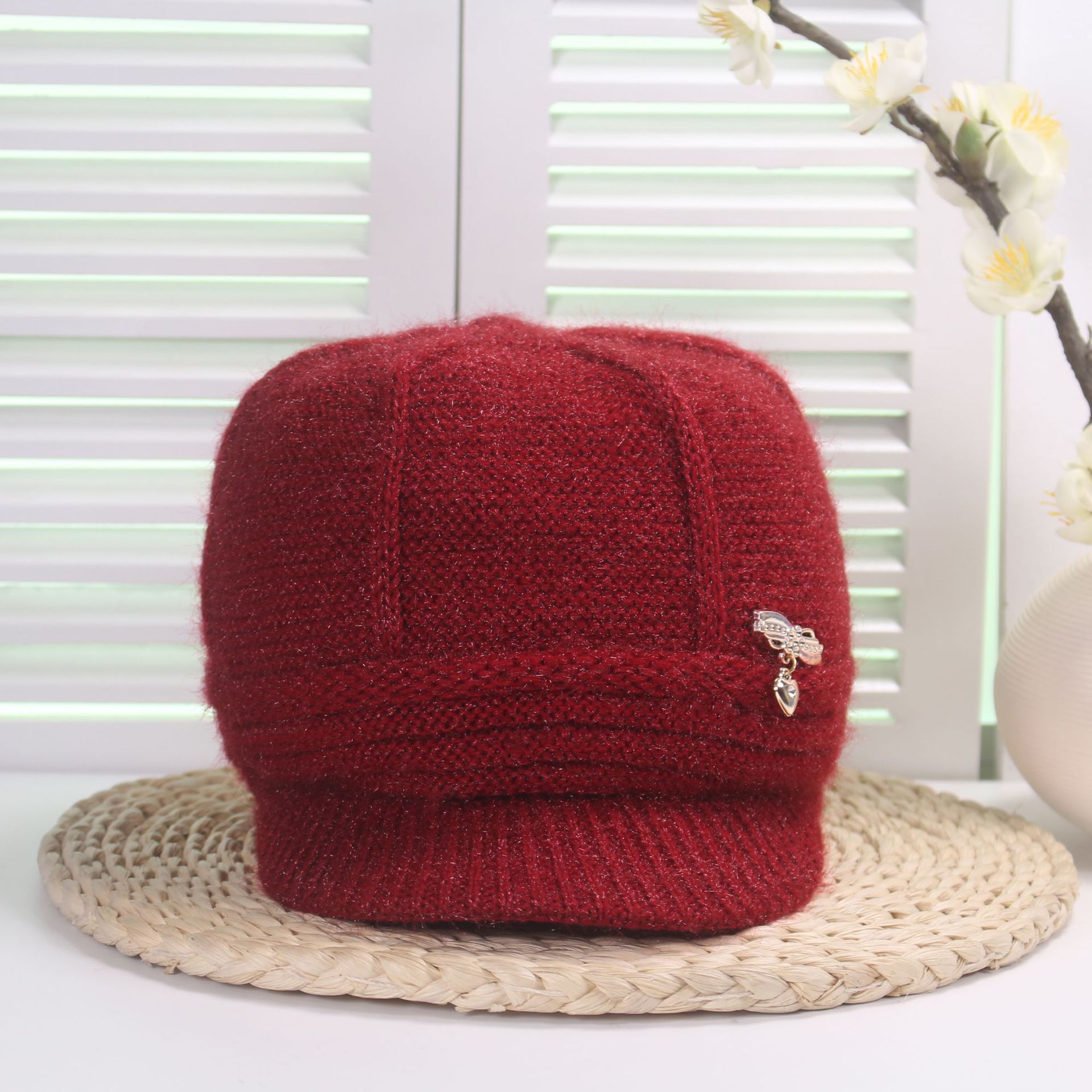 帽子女韩版秋冬季休闲八角帽百搭时尚中老年贝雷帽护耳针织毛线帽