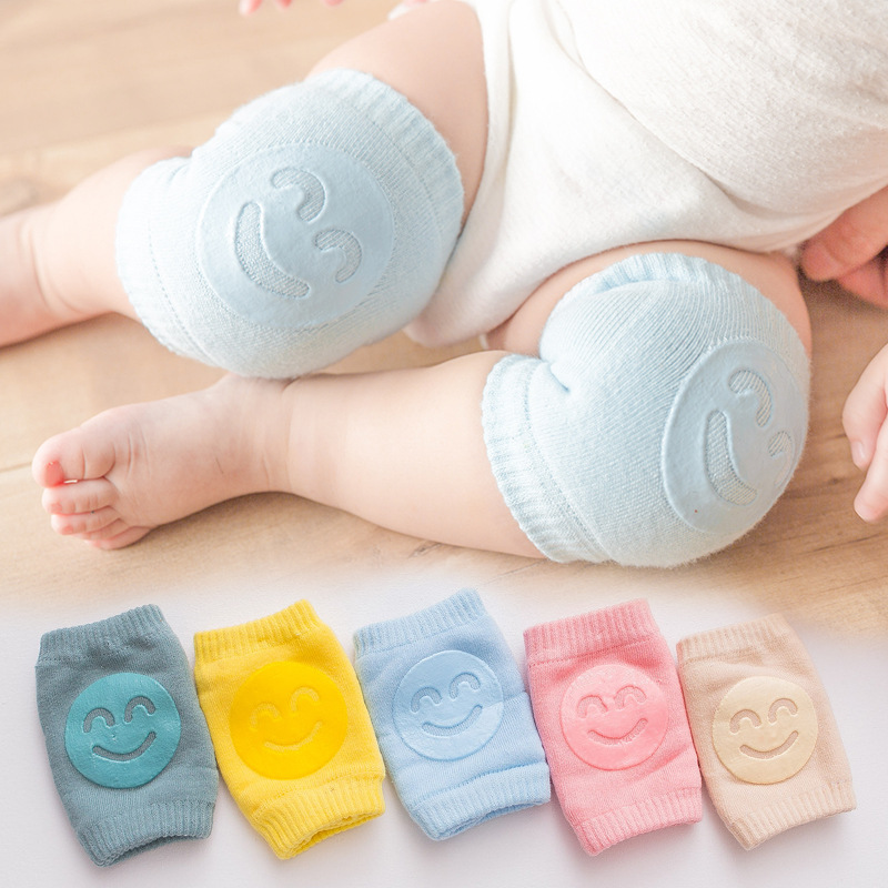 2022 Summer Terry Baby Foot Sock Elbow Pad Toddler Crawling Knee Pad Baby Child Knee Pad Smiley Face Knee Pad