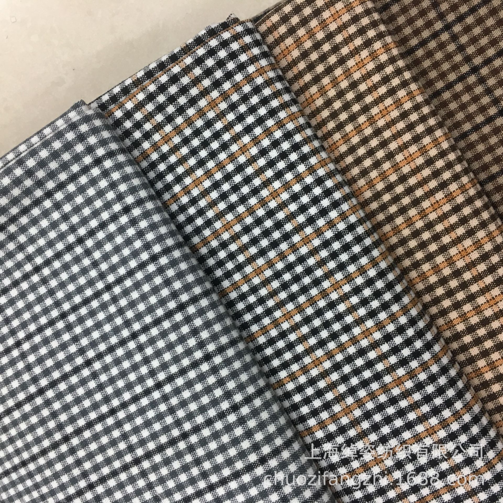 2019秋冬新品服装面料tr格子布料西装面料衬衫料小格子面料