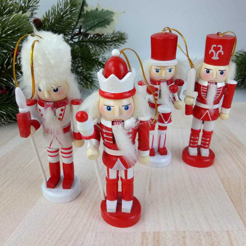 跨境圣诞礼物12.5cm木质胡桃夹子士兵小锡兵套四节日装饰桌面摆件