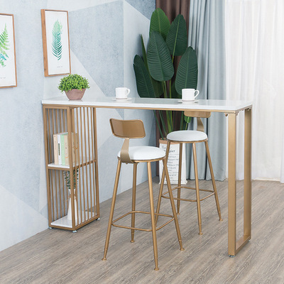 北欧大理石吧台 家用简约厨房客厅隔断 奶茶店咖啡厅高脚桌椅组合