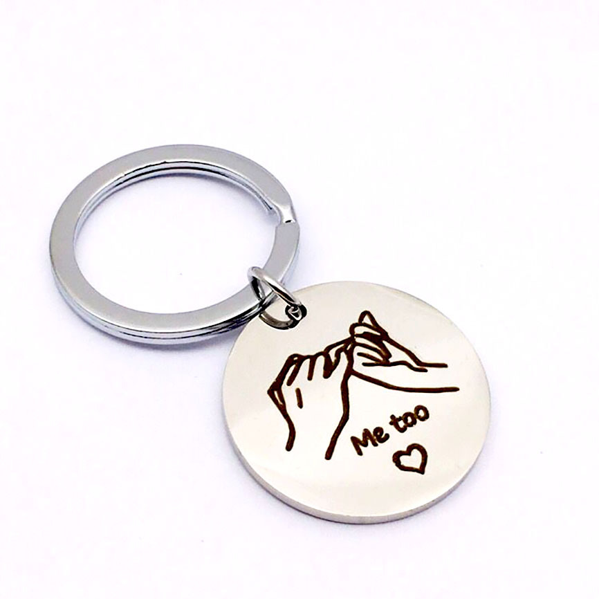 forever love 友谊情侣字母刻字拉钩手势 不锈钢钥匙扣