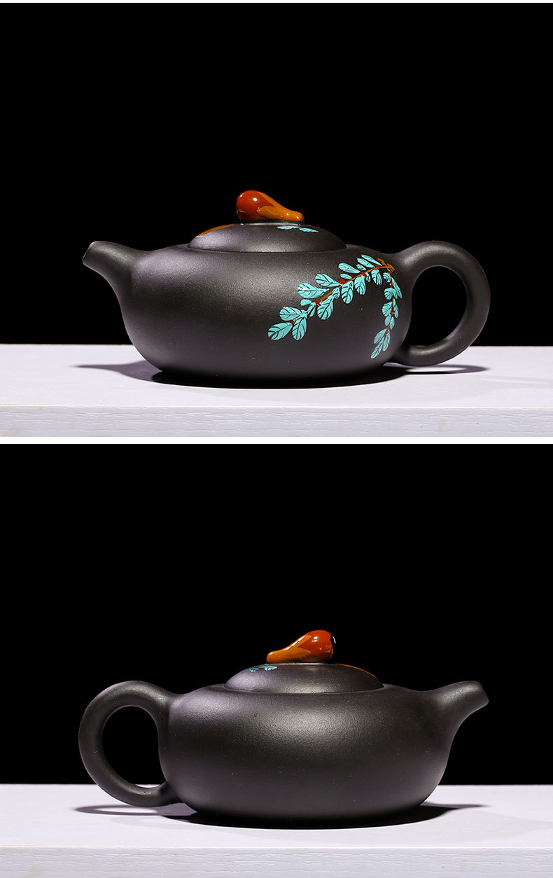 仙果西施紫砂壶袁友军手工泥绘仙桃一壶四杯茶壶批发代理一件代发