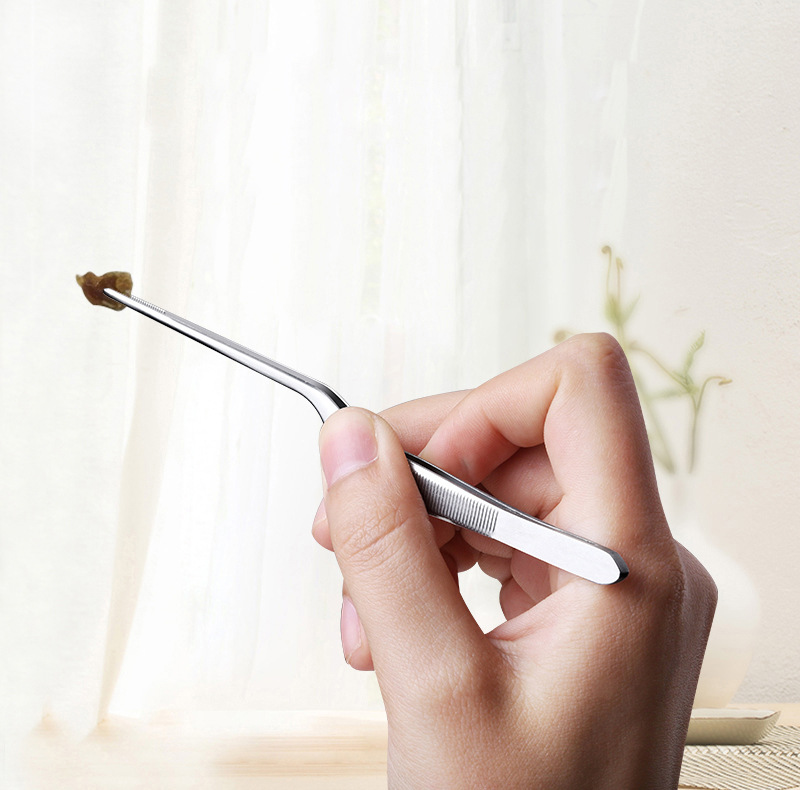 厂家直销不锈钢采耳镊子弯柄枪状镊直镊采耳工具清除耳道多功能镊