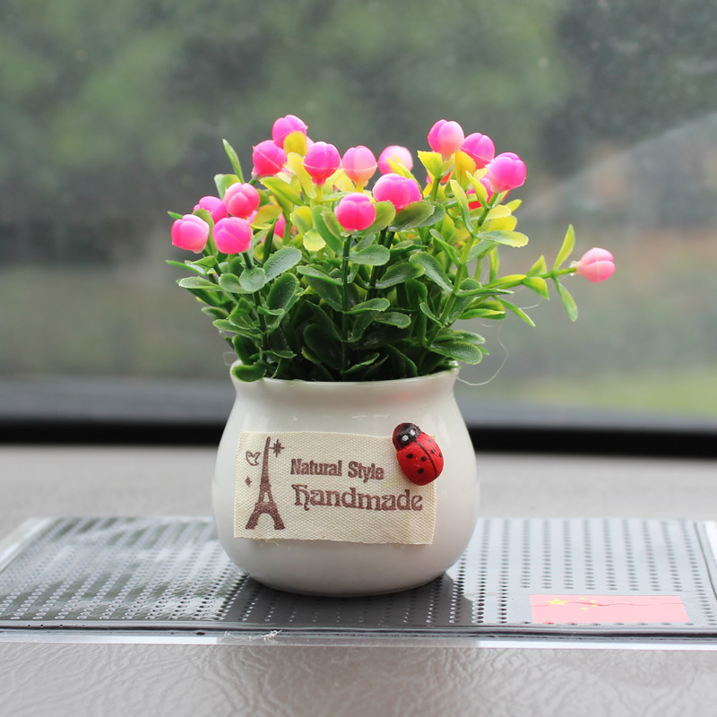 仿真植物花草车载摆件爱情花吉祥果盆栽创意家居办公室汽车用品