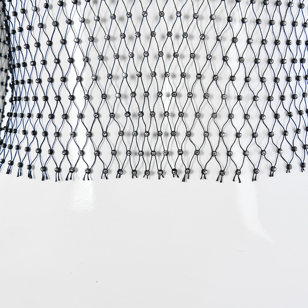 欧美女装性感上衣秋季新款跨境热销夜店风渔网格子圆领闪钻上衣女