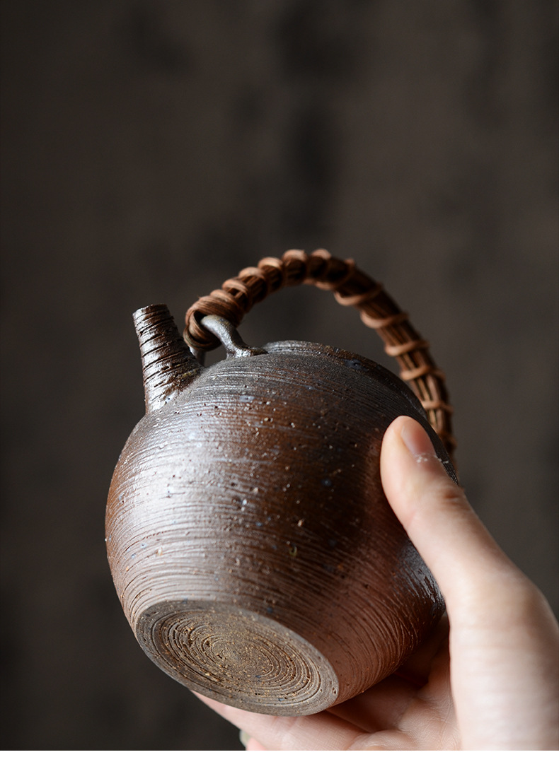 手工捏制岩矿壶老岩泥壶泡茶壶修胚细腻日式小茶壶去涩软水提香