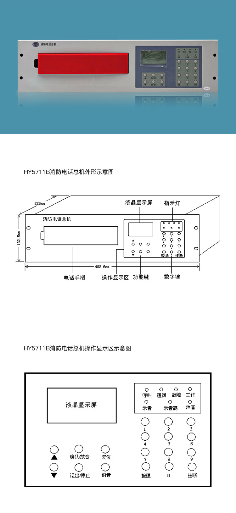 消防专用总线电话主机 泰和安 利达总机hy5711b