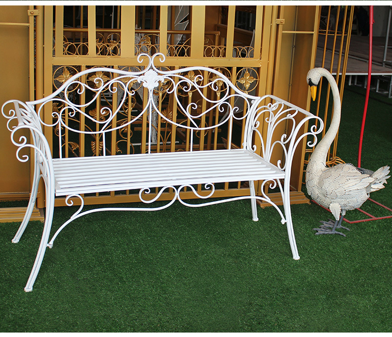 欧式户外铁艺双人椅子商场美陈摆件橱窗影楼拍摄道具婚礼装饰椅子