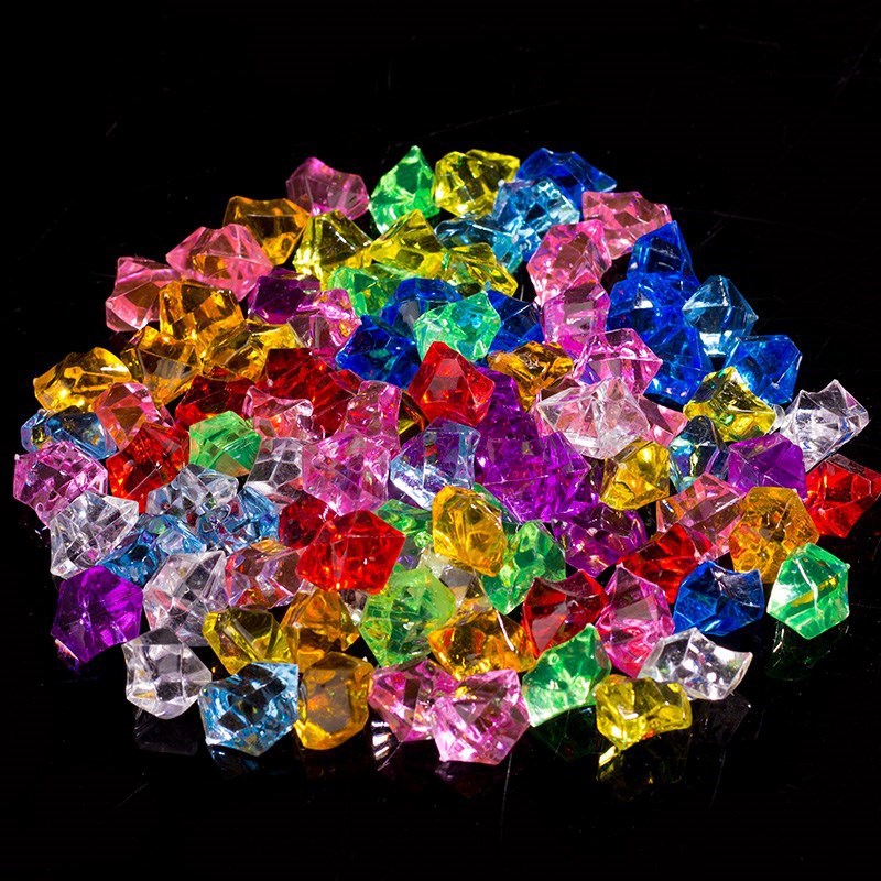 儿童宝石玩具七彩色小宝石塑料水晶 亚克块缤纷碎石
