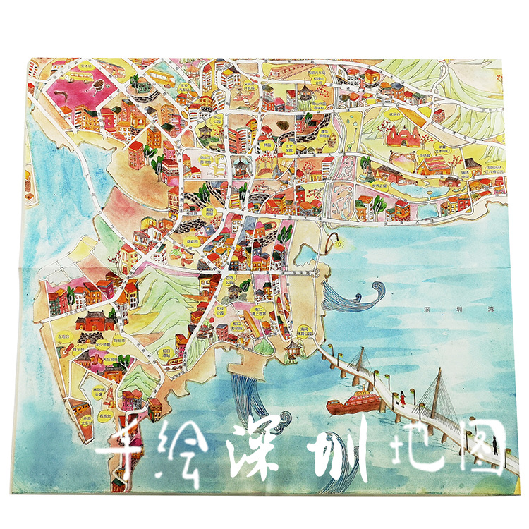 手绘深圳地图出差带一本手绘地图去深圳旅游纪念品本心如荷文创
