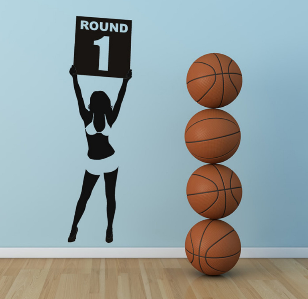 外贸跨境专供性感赛车举牌女郎round 1 个性化精雕艺术家居墙贴