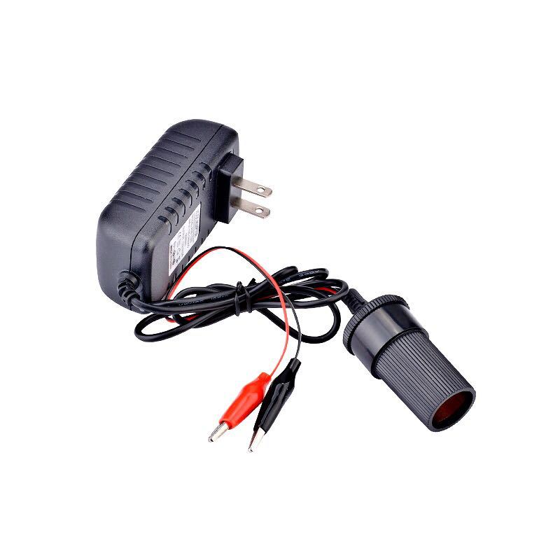 220v转12v美规点烟器2a点烟器 家用点烟器带线带夹子