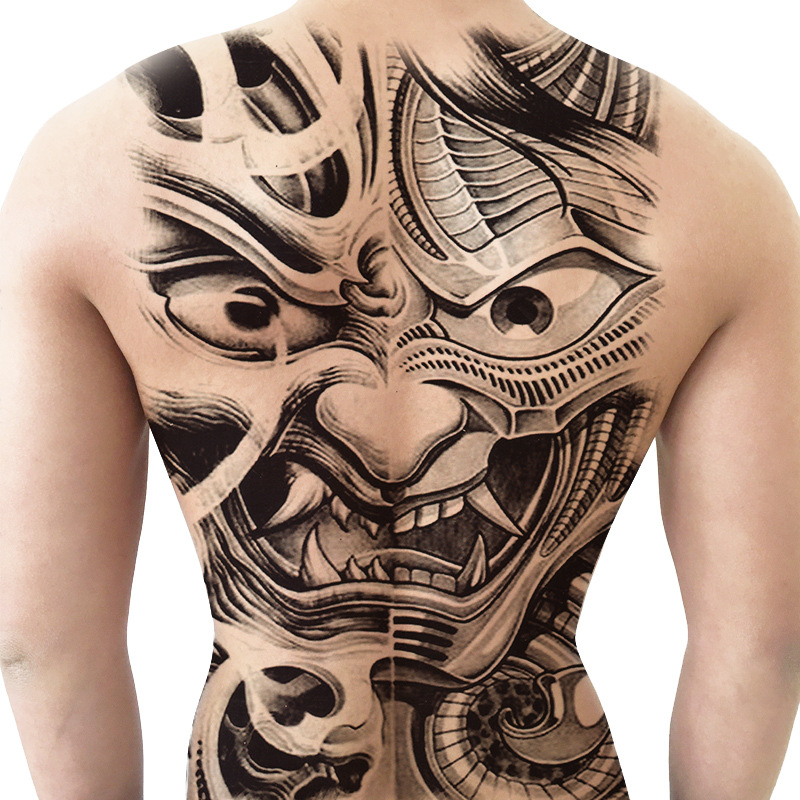 班诺鬼脸满背后背纹身贴防水男女持久仿真刺青纹身贴纸