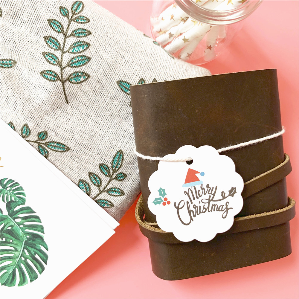 圣诞节小吊牌 圣诞树装饰吊牌留言卡片 纸杯蛋糕装饰标签牛皮50枚