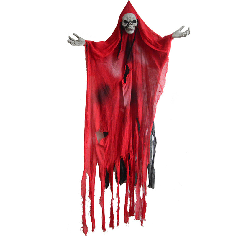 万圣节骷髅鬼 骷髅装饰鬼屋密室道具人体装饰长身发声发光红衣鬼