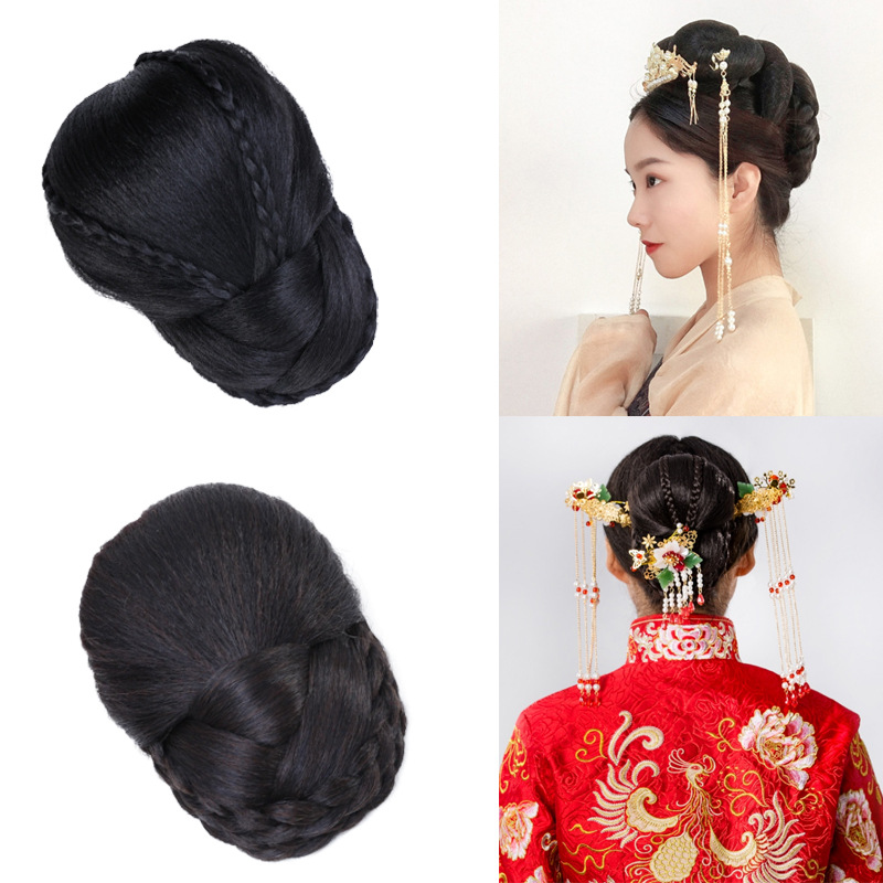 cos古装花苞头丸子头假发髻古风发包发髻秀和新娘秀禾盘发假发垫