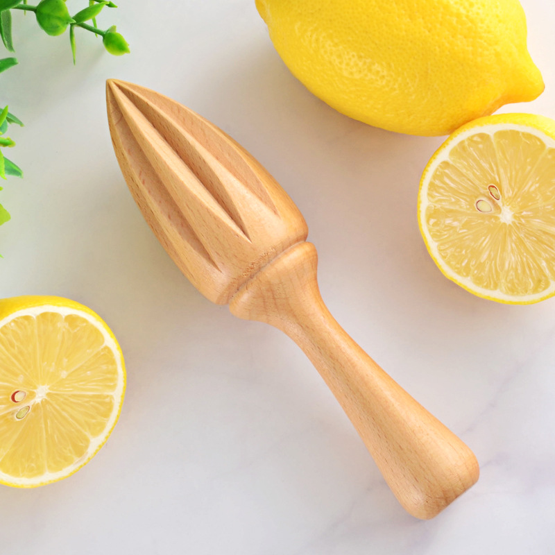 Manual Beech Lemon Press Juicer Unpainted Solid Wood Lemon Cone Kitchen Baking Supplies Log Squeezing Juice Tool