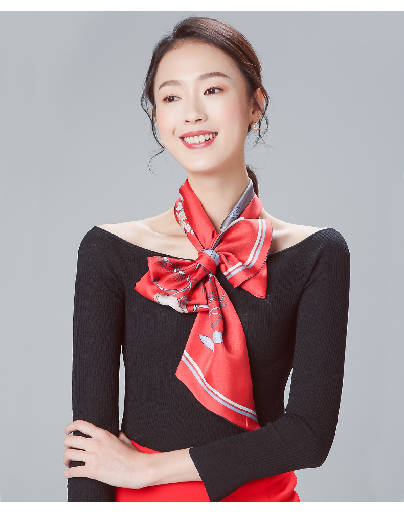 布塔百搭细窄长条小丝巾飘带桑蚕丝小领巾长款真丝围巾女pt19k114
