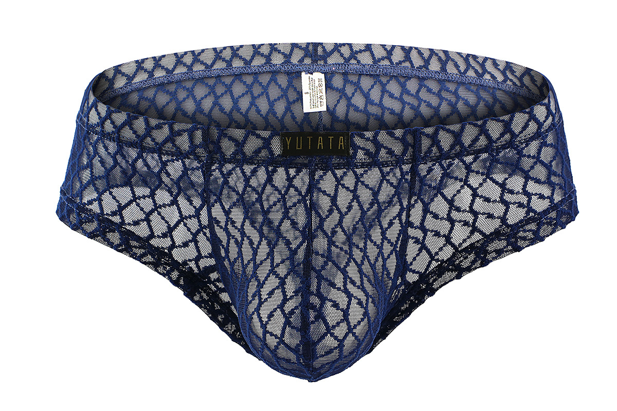 外贸爆款透明性感舒适男士蕾丝短裤情趣内裤小平角裤u型囊袋 b175