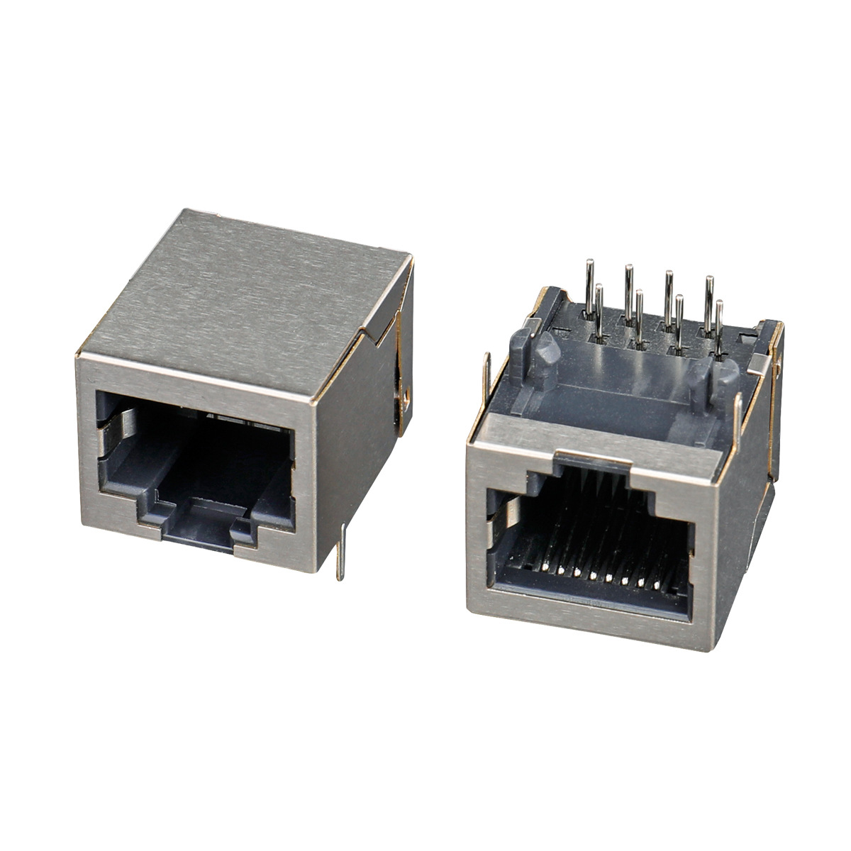 rj45母座网口插座网络rj45连接器以太网接口8p8c带屏蔽壳18mm长