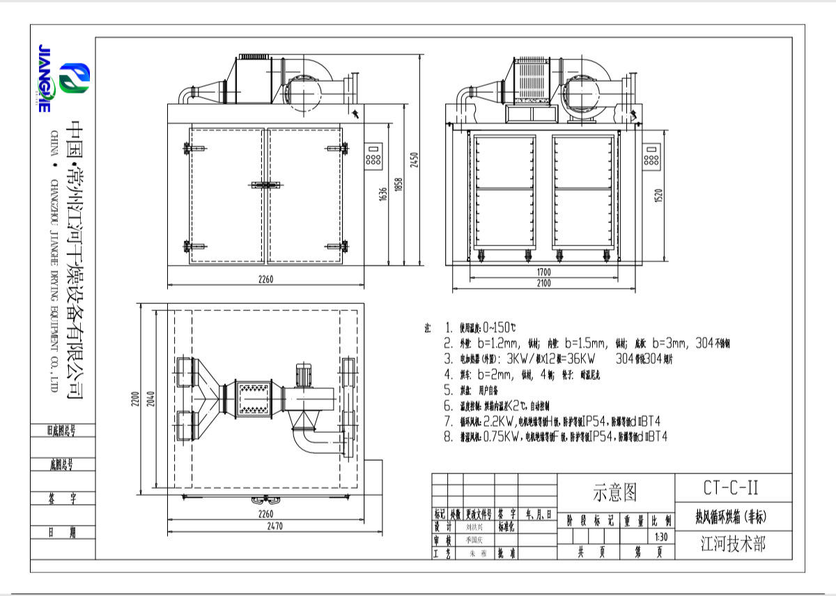 ct-c型系列热风循环烘箱配用低噪音轴流风机和自动控温系统