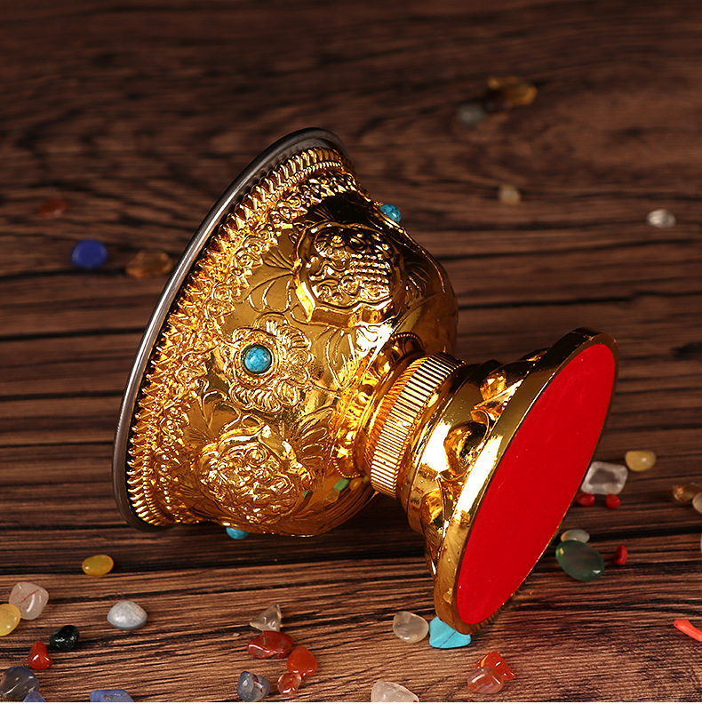 佛具厂家批发合金高脚八供杯八吉祥供水杯不锈钢内胆佛教用品特价