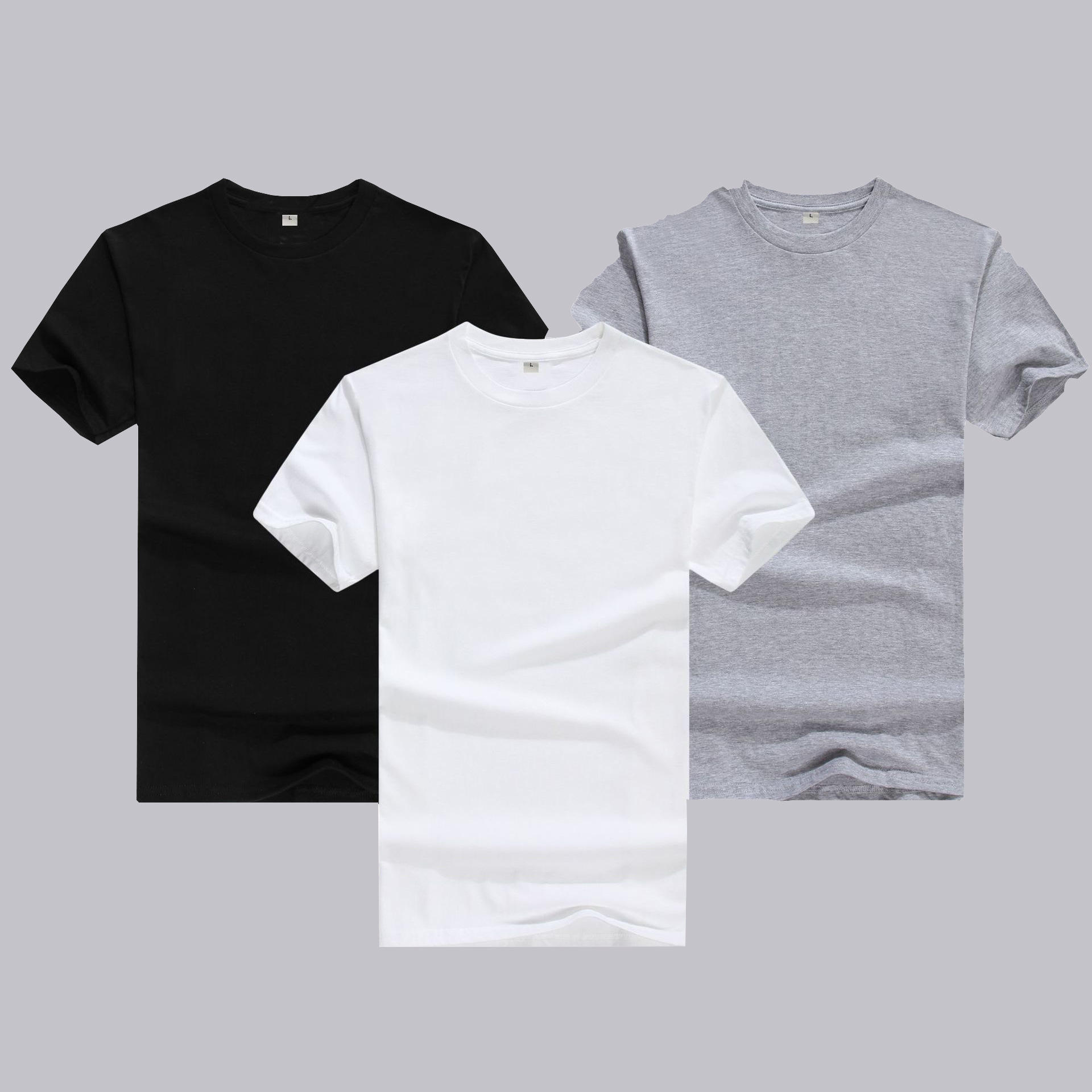 批发亚马逊130克精梳棉薄款宽松光板t恤纯棉圆筒无缝短袖厂家印花