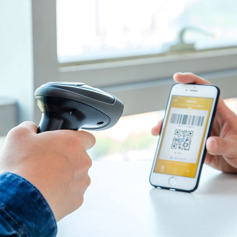 得力14883一维二维扫码器开票手持式有线扫描枪快递把抗摔