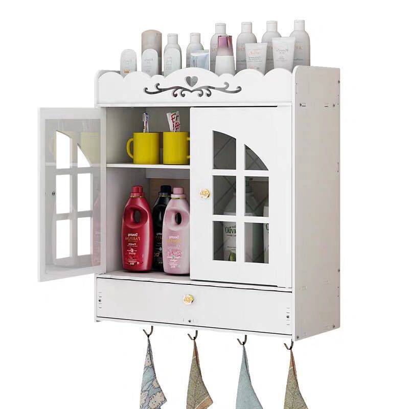 Bathroom Wall-Mounted Cosmetics Storage Rack Bathroom Accessories Dust-Proof Wall-Mounted Storage Rack Punch Bathroom Storage Rack