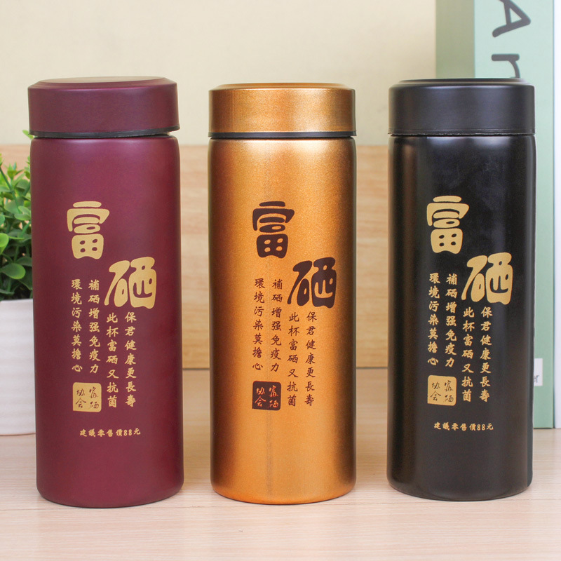 Fashion Simple Packaging Selenium-Rich Boccaro Cup Health Bottle Stainless Steel Leak-Proof Special Cup Advertising Gift Cup Wholesale