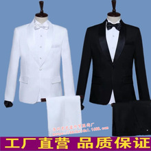 外贸男装演出服男歌手西服套装主持人晚礼服黑色舞台合唱表演西装