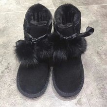 雪地靴女2018冬季新款加绒毛球短靴休闲平底短筒靴女保暖棉鞋