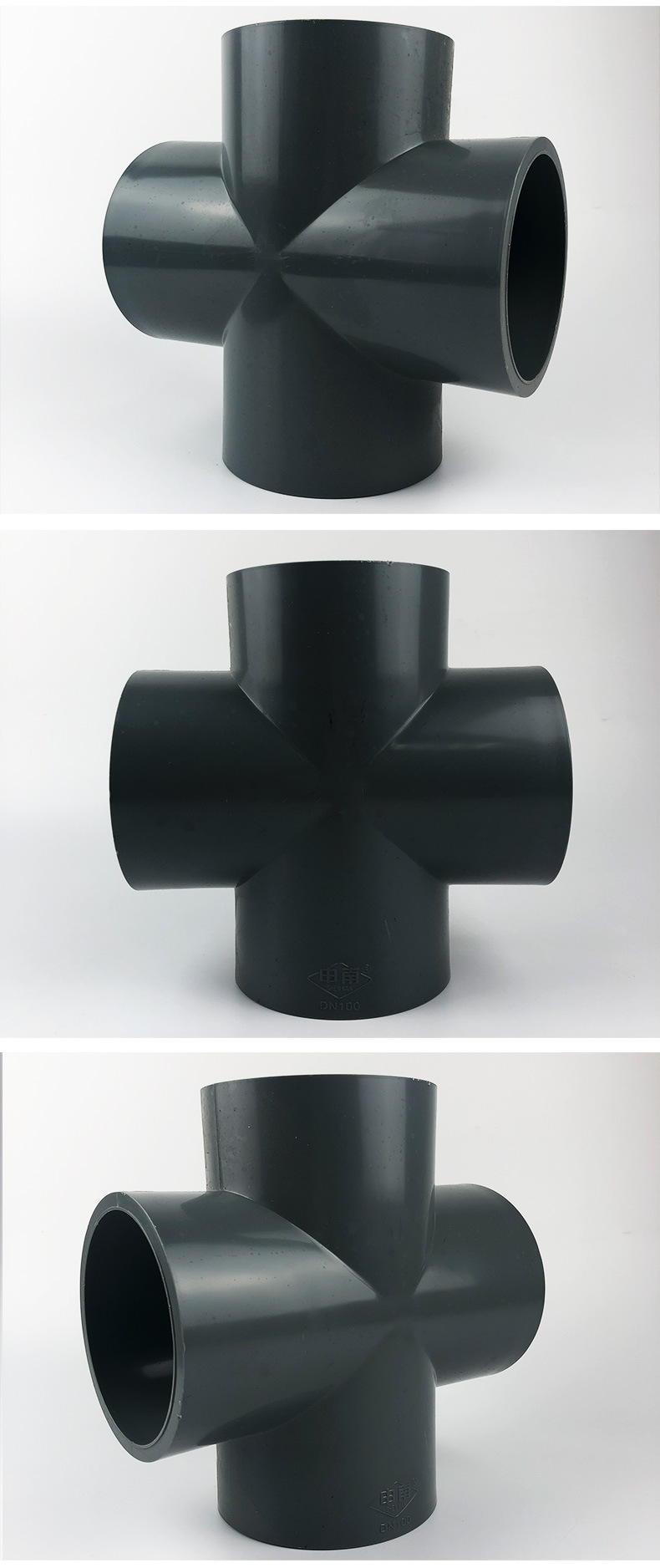 申南塑胶灰色化工upvc四通 耐腐蚀水处理专用upvc正四通厂家批发