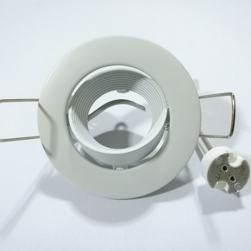 猫眼射灯mr11灯架led射灯面环嵌入式天花灯支架开孔55mm锌合金白