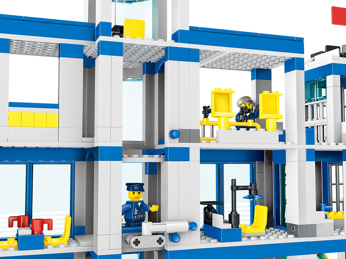 ql0200积木城市系列警察总局反恐精英儿童益智小颗粒拼装玩具