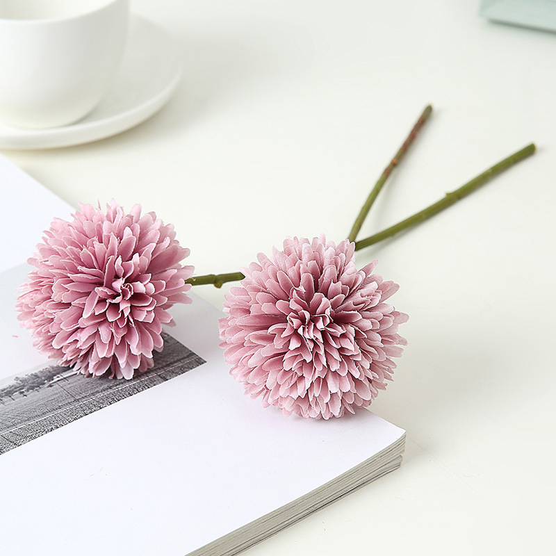 Artificial Flower Single Chrysanthemum African Ping Pong Chrysanthemum Wedding Decoration Home Soft Decoration for Living Room Cross-Border Fake Flower Chrysanthemum