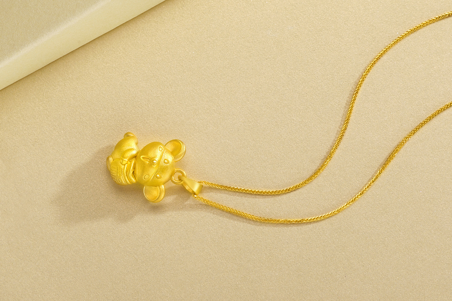 3d硬金鼠年新品本命年金鼠吊坠999足金老鼠福袋项链黄金生肖鼠女