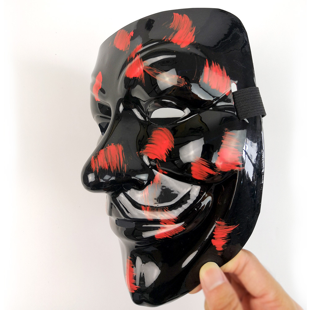 跨境爆款环保pvc面具纯黑复仇者面具v字黑色枫叶面具抖音快手面具