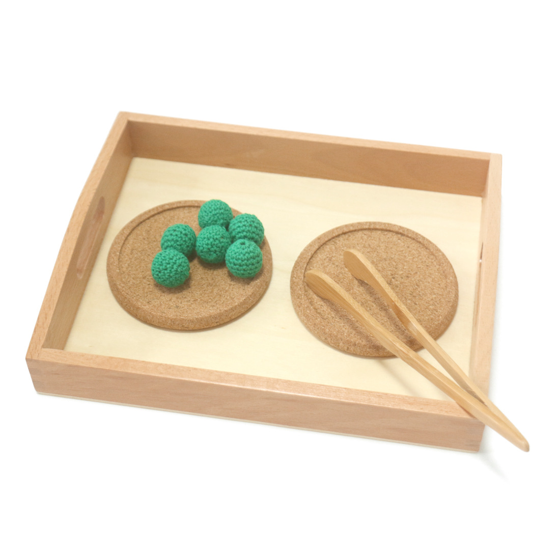 蒙氏教具日常生活学习教具早教益智玩具蒙氏教具毛线球托盘组合