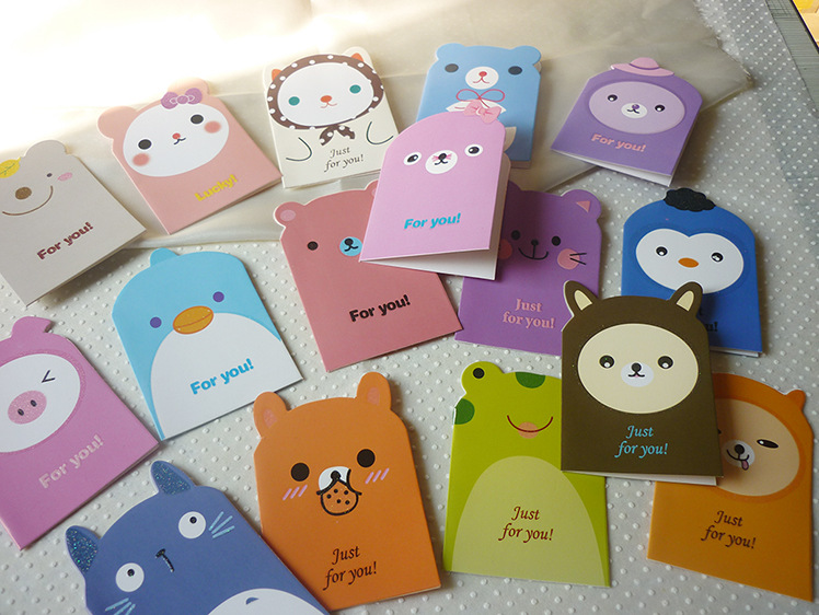 韩国创意可爱动物卡通生日幼儿园小卡片 儿童新年元旦端午节贺卡
