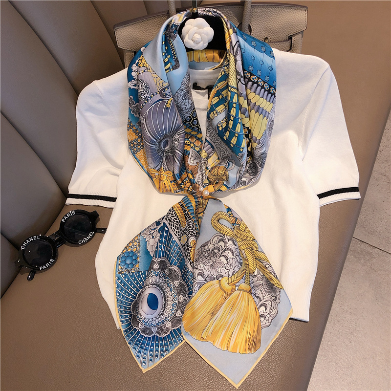 14 M Silk Vintage Ethnic Style Totem Armor Scarf Female Mother's Day Gift 90cm Shawl Large Kerchief Female