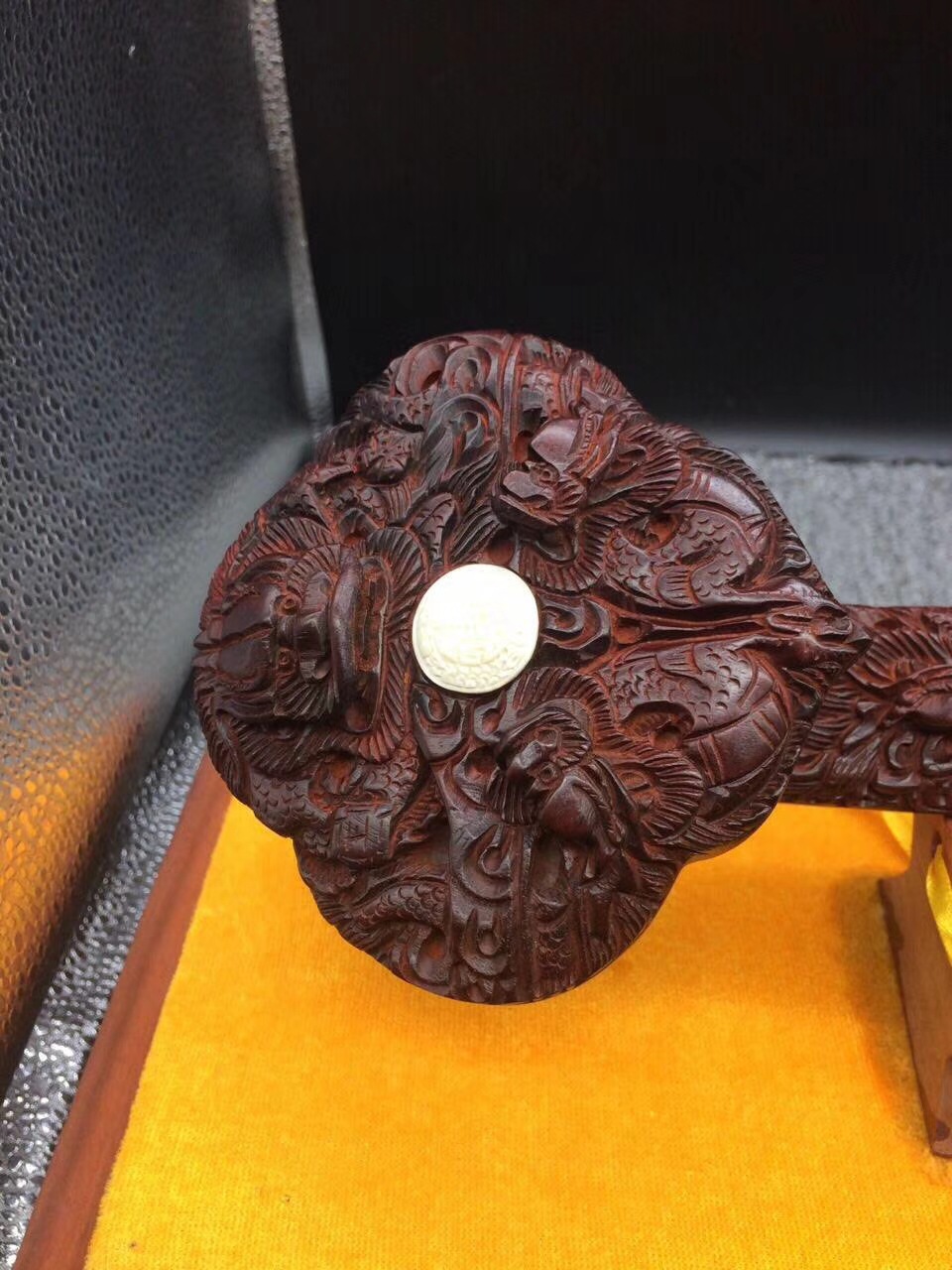 印度小叶紫檀九龙如意 如意摆件